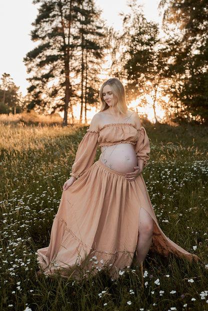 Těhotenské šaty Magdalena oříškové