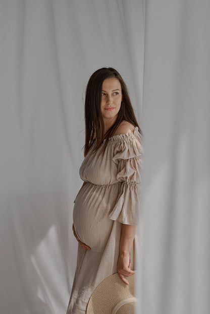 Těhotenské šaty Aida béžové