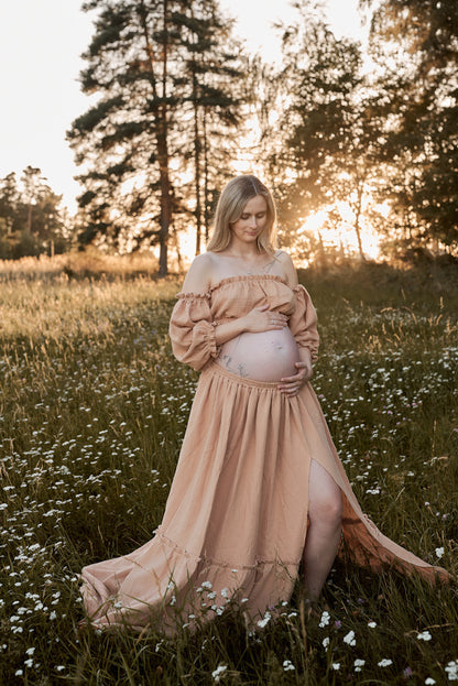 Těhotenské šaty Magdalena oříškové