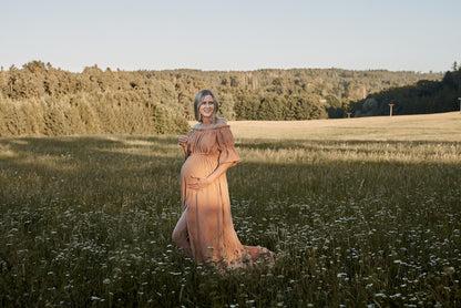 Těhotenské šaty Lora oříškové