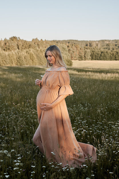 Těhotenské šaty Lora oříškové