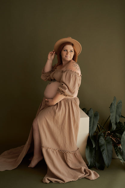 Těhotenské šaty Magdalena béžové