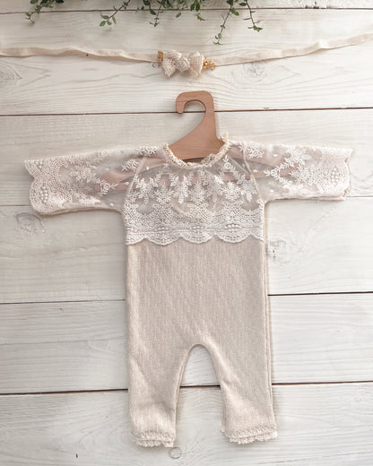 Krajkový overal Mariel přírodní