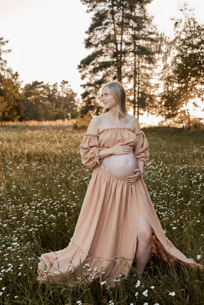 Těhotenské šaty Magdalena oříškové