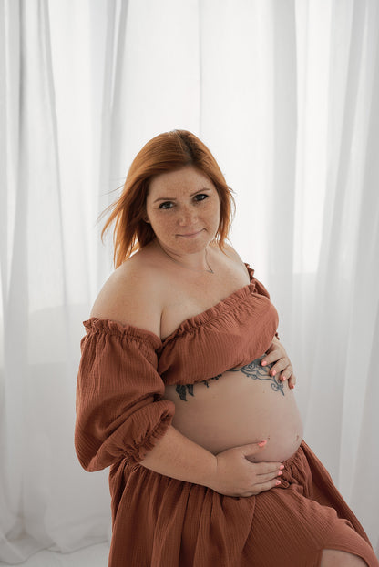 Těhotenské šaty Magdalena červené dřevo