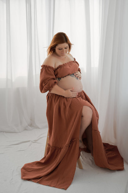 Těhotenské šaty Magdalena červené dřevo