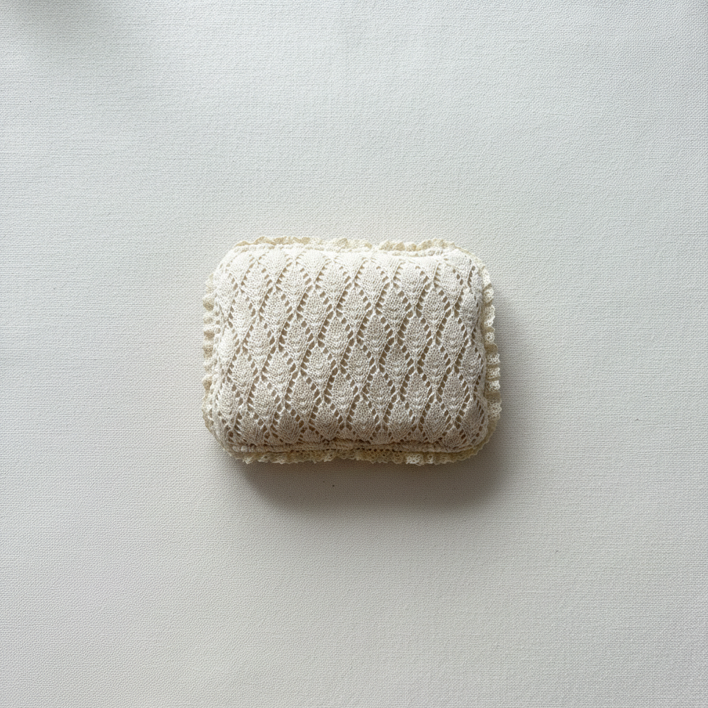 “Háčkovaný” oboustranný polštářek z kolekce Creamy Knots