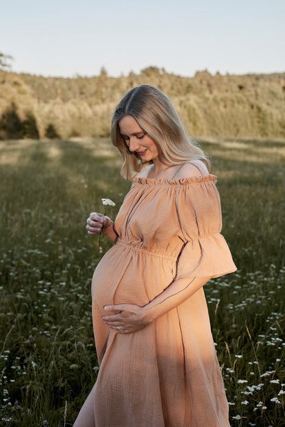 Těhotenské šaty Lora oříškové