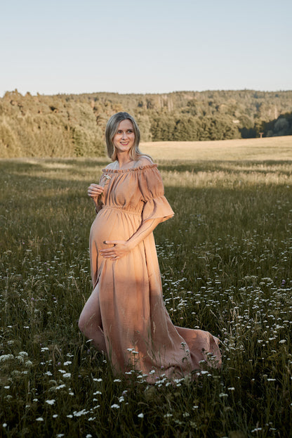 Těhotenské šaty Lora oříškové