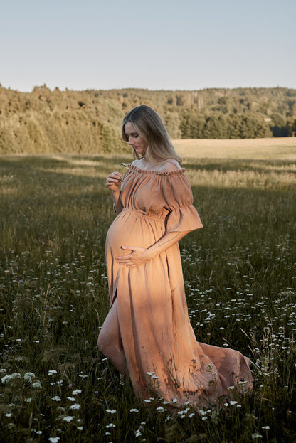 Těhotenské šaty Lora oříškové