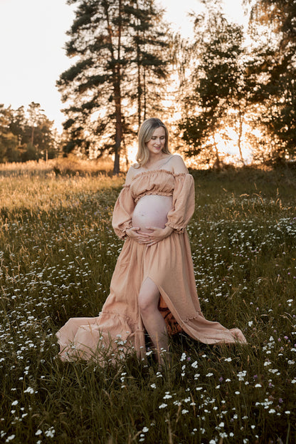 Těhotenské šaty Magdalena oříškové