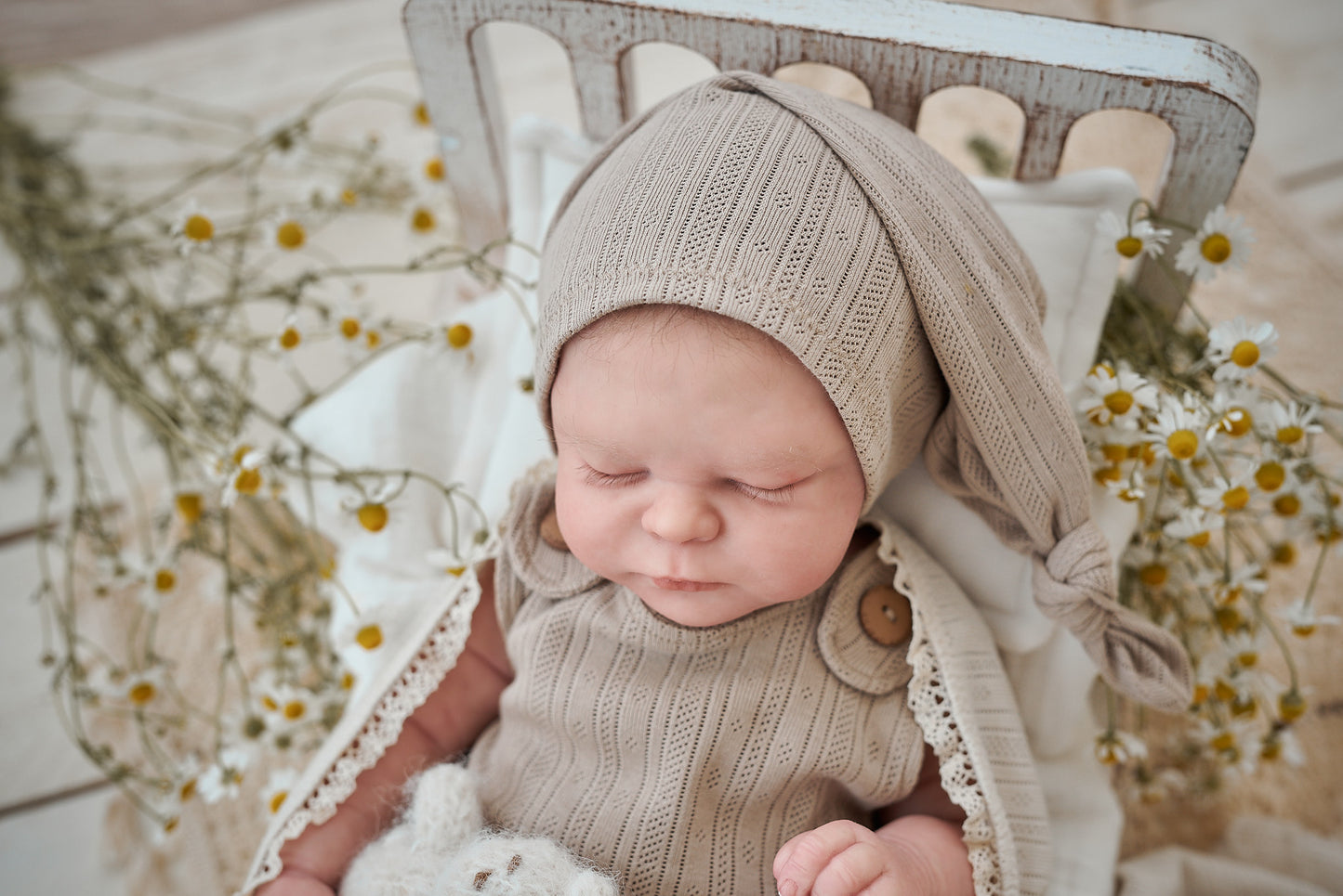 Newborn sleepy čepice Dark Beige