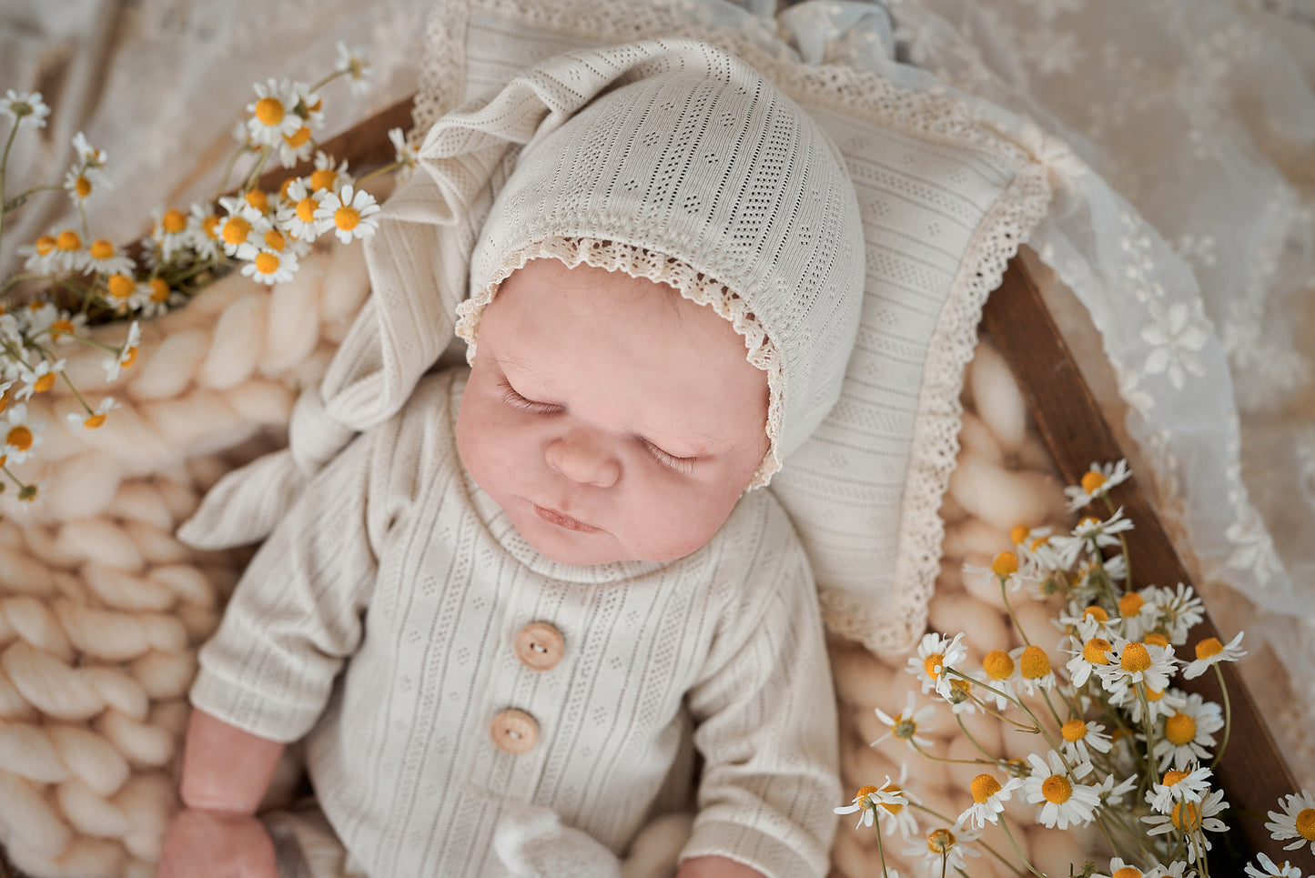 Newborn sleepy čepice Light Beige