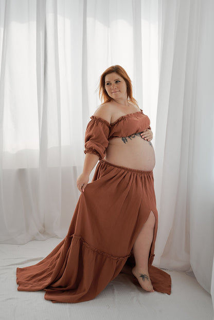 Těhotenské šaty Magdalena červené dřevo