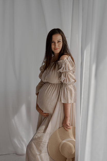 Těhotenské šaty Aida béžové