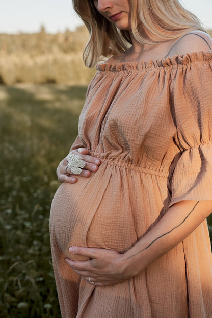 Těhotenské šaty Lora oříškové