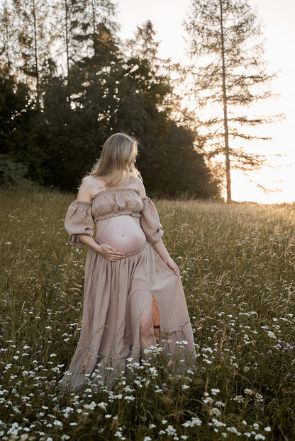 Těhotenské šaty Magdalena béžové