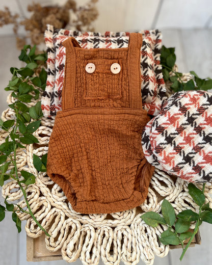 Polštářek káro Cognac