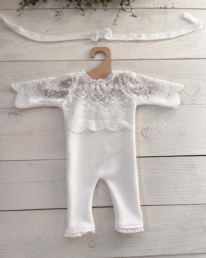 Krajkový overal Mariel smetanový