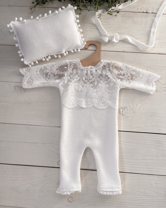 Krajkový overal Mariel smetanový